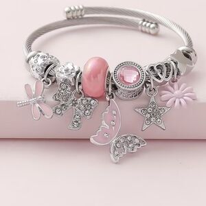 Elegant Luxury Rhinestone Butterfly Dragonfly Daisy Pendant Stainless Steal